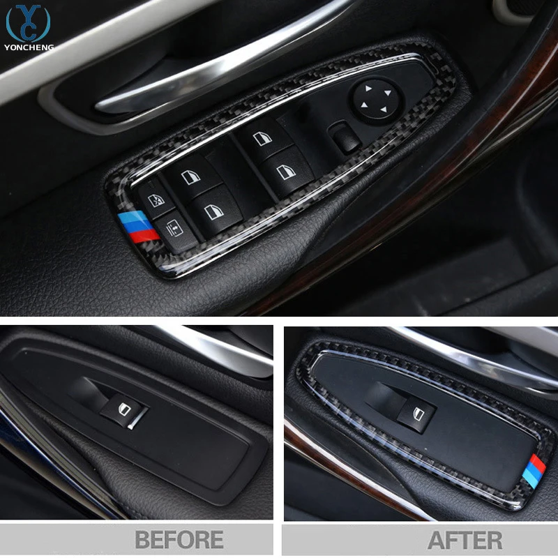 

4pcs Carbon fiber Elevator Window Decoration Trim Cover Accessories For BMW 3 4 Series F30 F31 F34 GT 320 328 Car Chrome Sticker