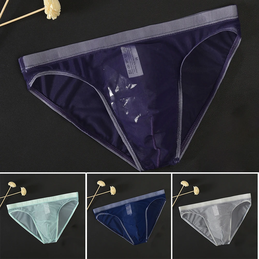 

Men's Low Rise Underwear Briefs Sexy Breathable Thong Lingerie See Through Men's Mesh Transparent Underwear