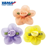 yama flower ribbons diameter 38mm%c2%b13mm 100pcsbag polyester organza ribbons for hair ornaments girls dress wedding party diy