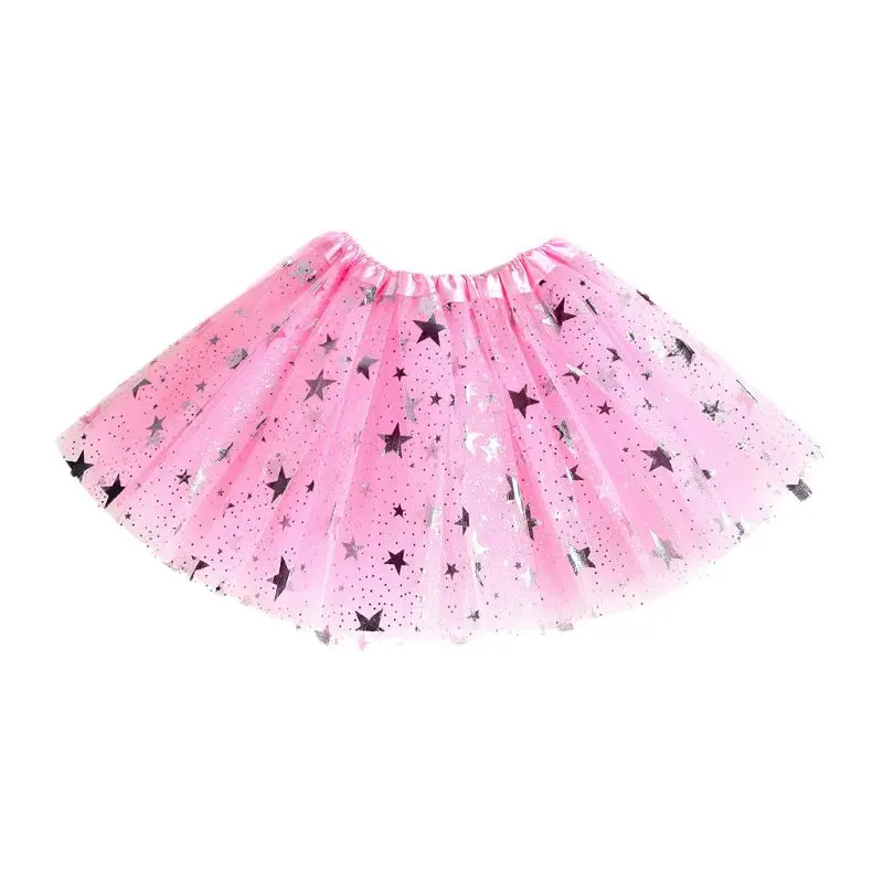 

Kids Girls 3 Layered Ballet Tutu Skirt Glitter Star Sequins Princess Tulle Dress