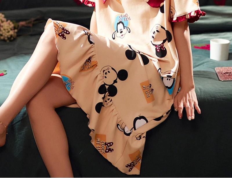 Женские пижамы ночная рубашка женская летняя хлопковая Милая Пижама размера