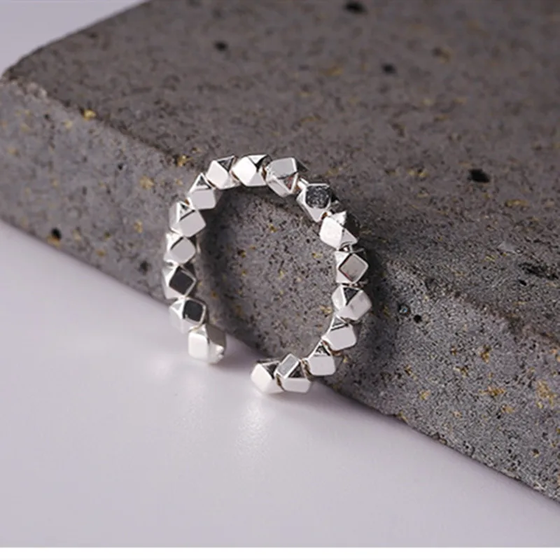 Женские Геометрические Квадратные Кольца регулируемые кольца из серебра 925
