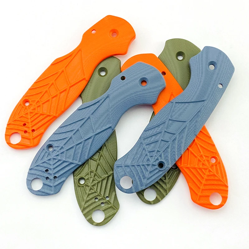 

1pair Orange G10 Spider Web Design Knife Handle Grips for Spider Para 3 C223 Folding Knife Patch Material DIY Accessories