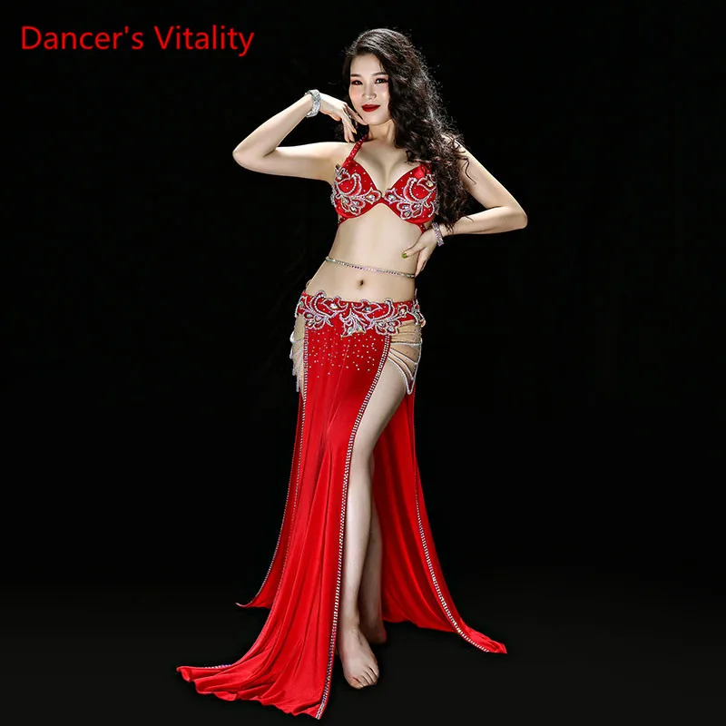 

New Oriental Dance Suit Women Belly Dance Performance Sexy Bra+Skirt+Belt+Underpants Dance Competition Suit