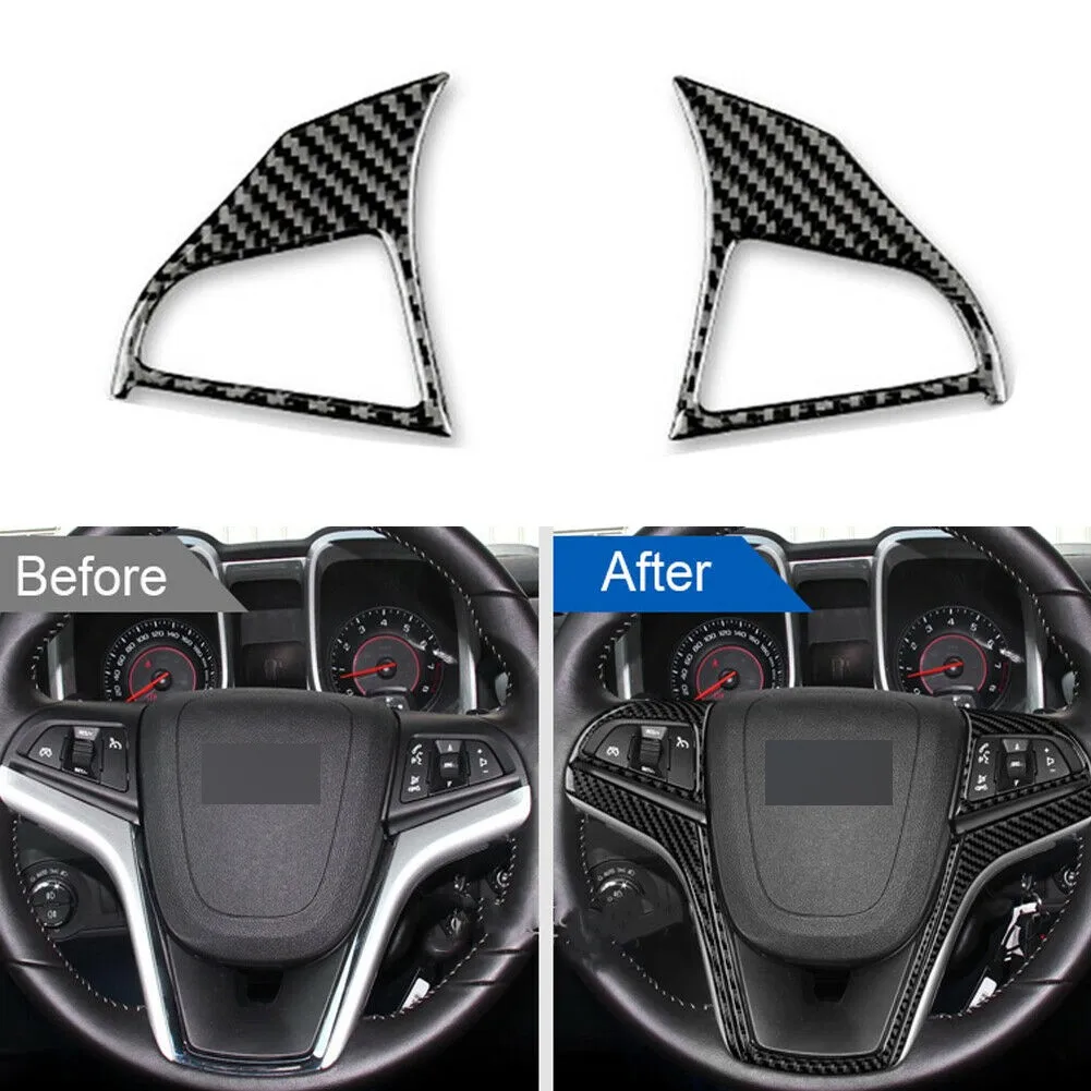 

2010-2015 Button Cover 2pcs Trim Accessories Black Steering Wheel Stickers