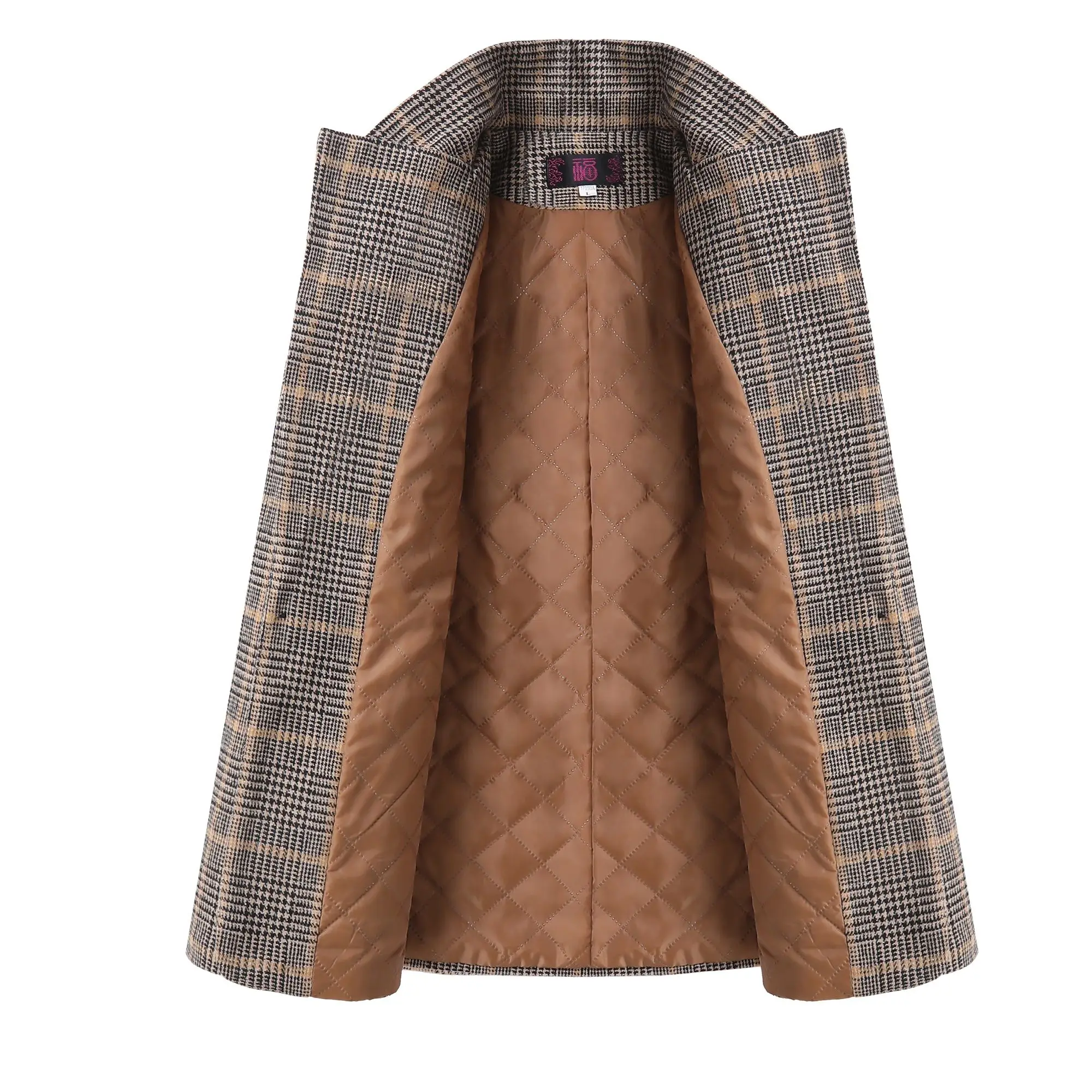 

Spring Autumn Vintage Women Plaid Suit Jacket Ladies Slim Casual Wool Blazer Single Breastered Coat
