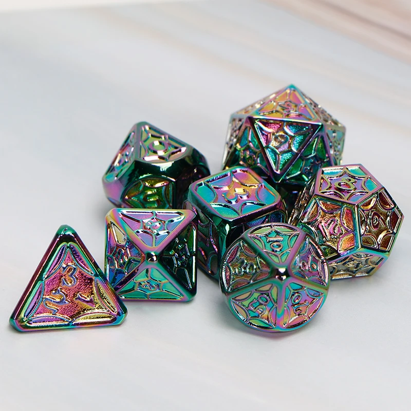 

Dnd Dice Set Polyhedral Dungeon And Dragon Metal RPG MTG D&D Sky Role Playing Rainbow Dice Gift 7PCS D20 D12 D10 D8 D6 D4
