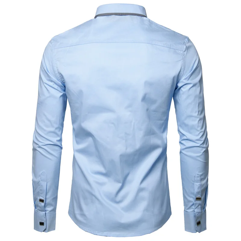 Мужская рубашка из 100% хлопка брендовая Новинка мужские рубашки с металлическими