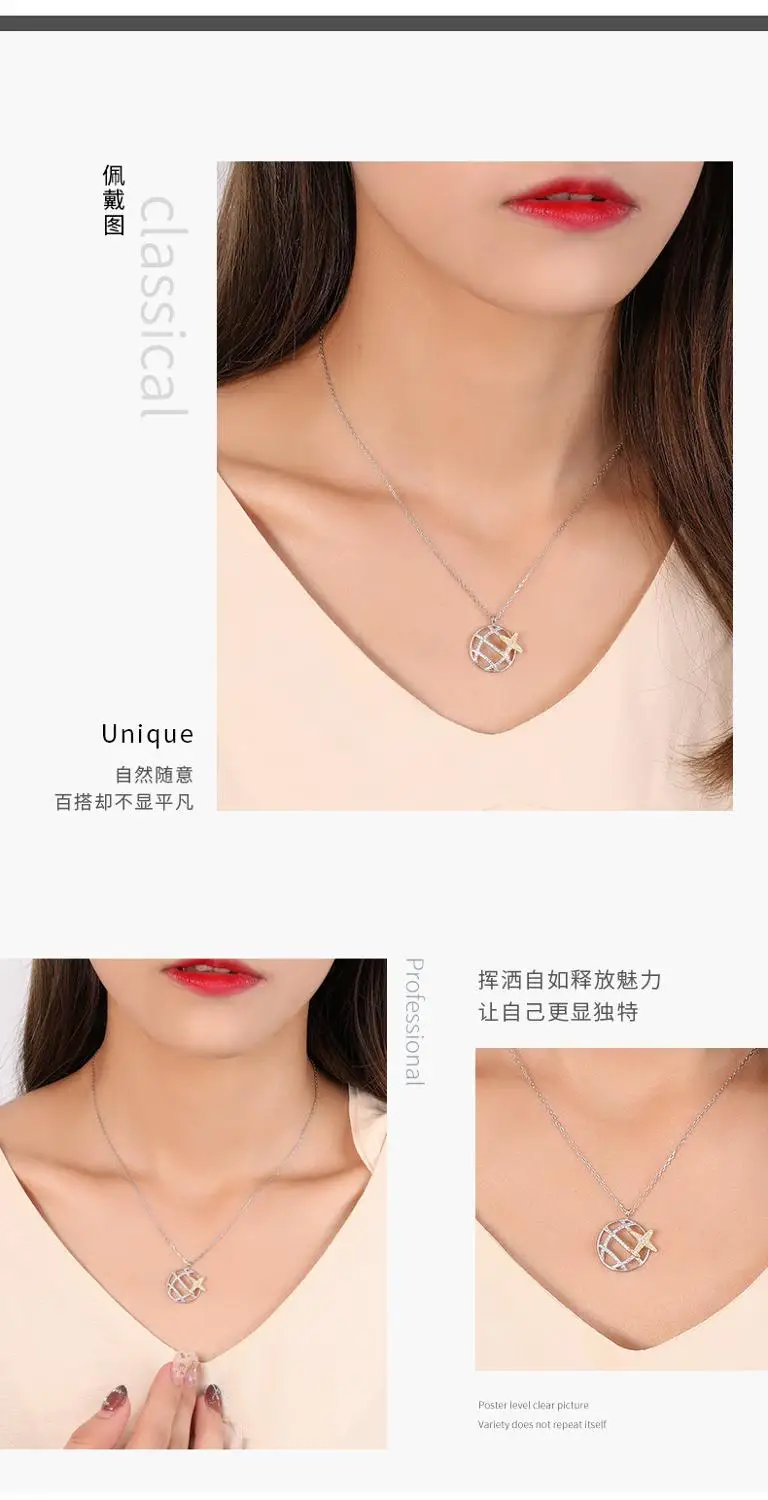 

Harlig sterling silver 925 silver color Earth necklace choker for women allergy free fashion jewelry trendy style