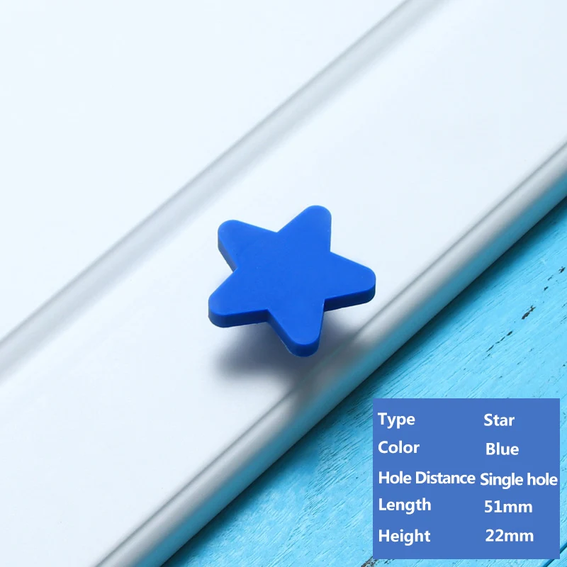Star Blue NAIERDI, луна, звезда, мультяшная мебель, ручки для детской комнаты, ручки, ПВХ, облако, дверная ручка, детский ящик, шкаф, тянет для детей - Цвет: Star Blue