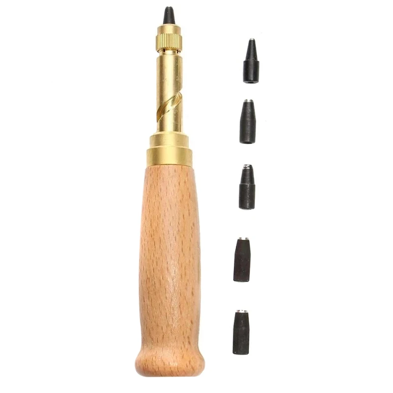 

Newest Automatic Belts Puncher Replaceable Long Mute Rotary Punching Punchers Leather Craft Tools with 6pcs Tips