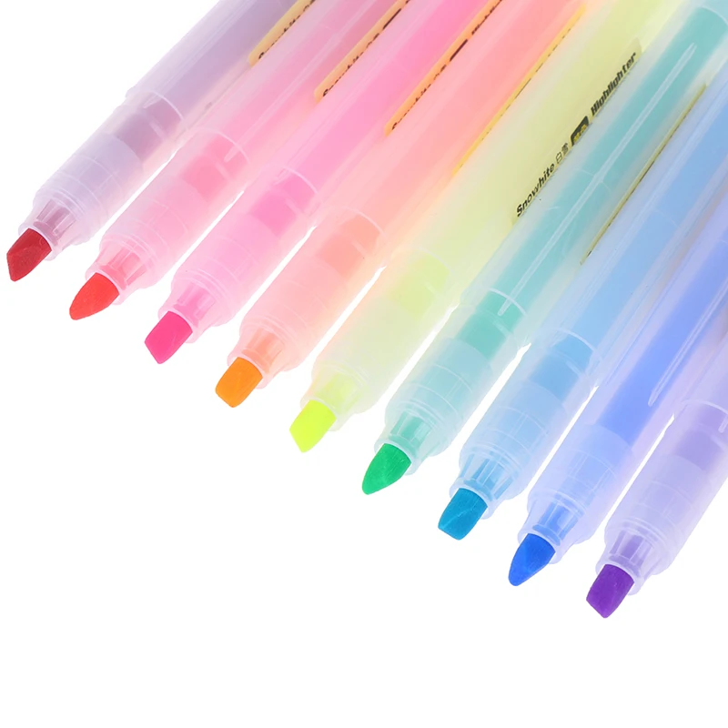 

High Quality 9 colors Transparent Highlighter Student School Office Stationery Fluorescent art Marker Pen New