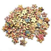2 holes multicolor wooden star buttons for clothing needlework scrapbooking wood decorative crafts diy accessories