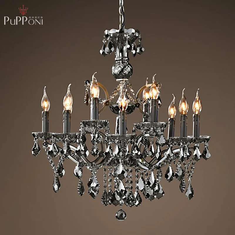 C. Железная и Дымчатая серая хрустальная люстра ROCOCO из светящегося кристалла для