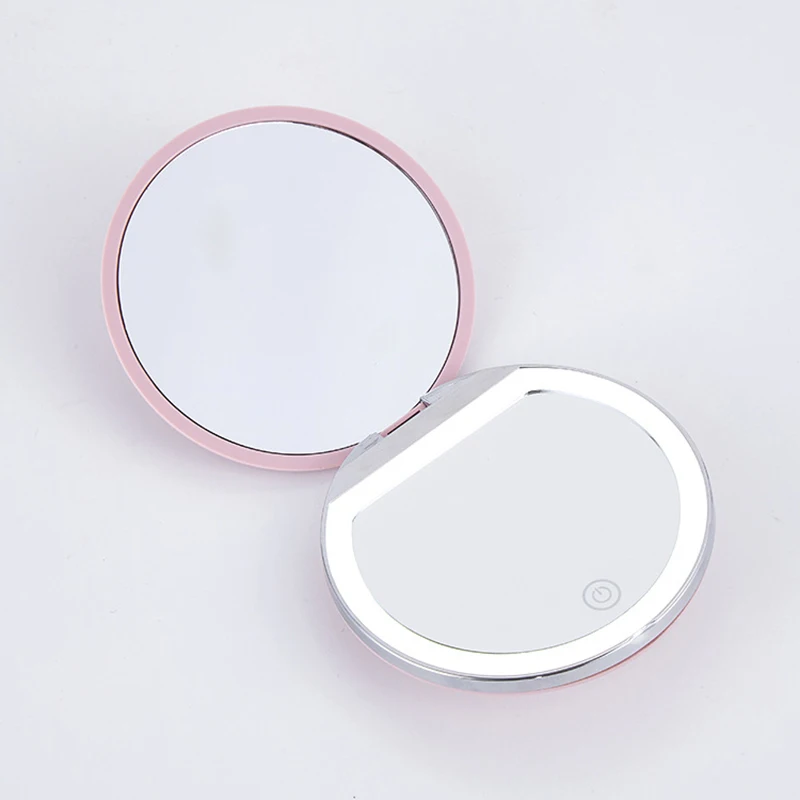 Mini Makeup Mirror Compact Pocket USB Chargeable Portable Two-side Folding Makeup Mirror with LED Light Cosmetic Mirror for Gift ankara print mirror cute mirror fashion portable round mirror mini makeup mirror gift giveaway