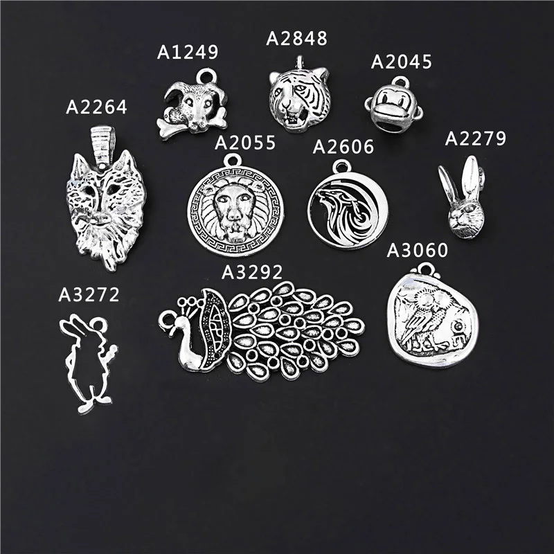 20 шт. смешанный серебряный цвет взрыв обезьяны тигр голова прекрасный павлин