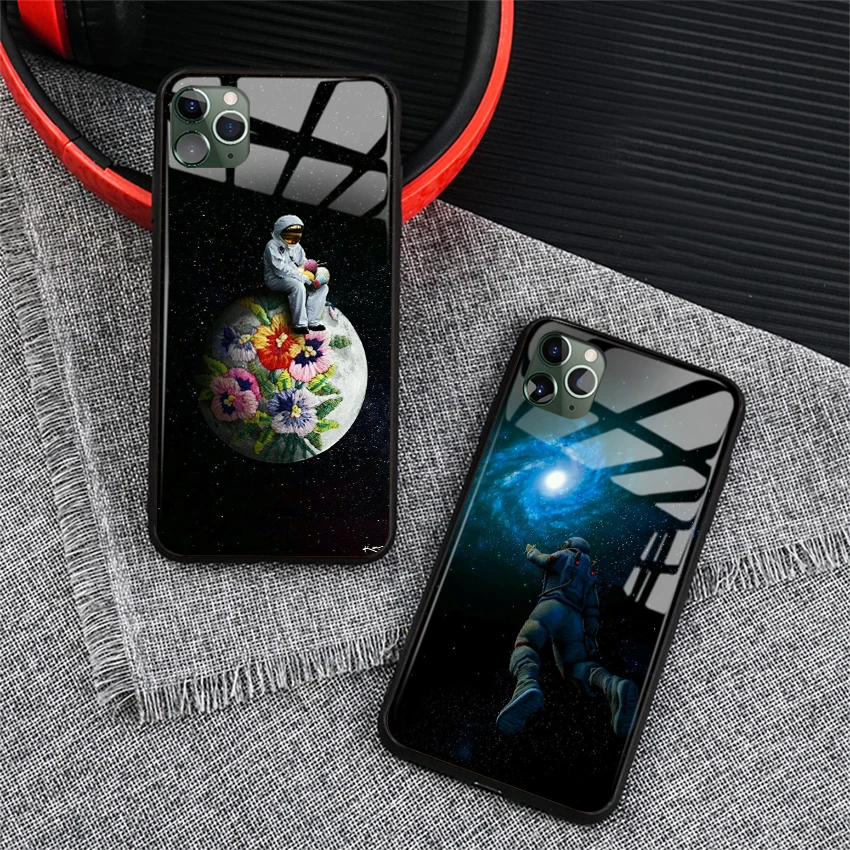 Космонавт космическая эстетика мягкий силиконовый стеклянный чехол для