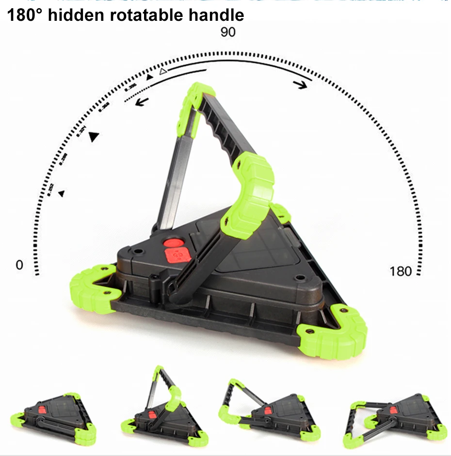 COB LED Emergency Stop Parking Warning Light Triangle Portable Standable Spotlight 1000 Lumens 4 mode choice USB Rechargeable
