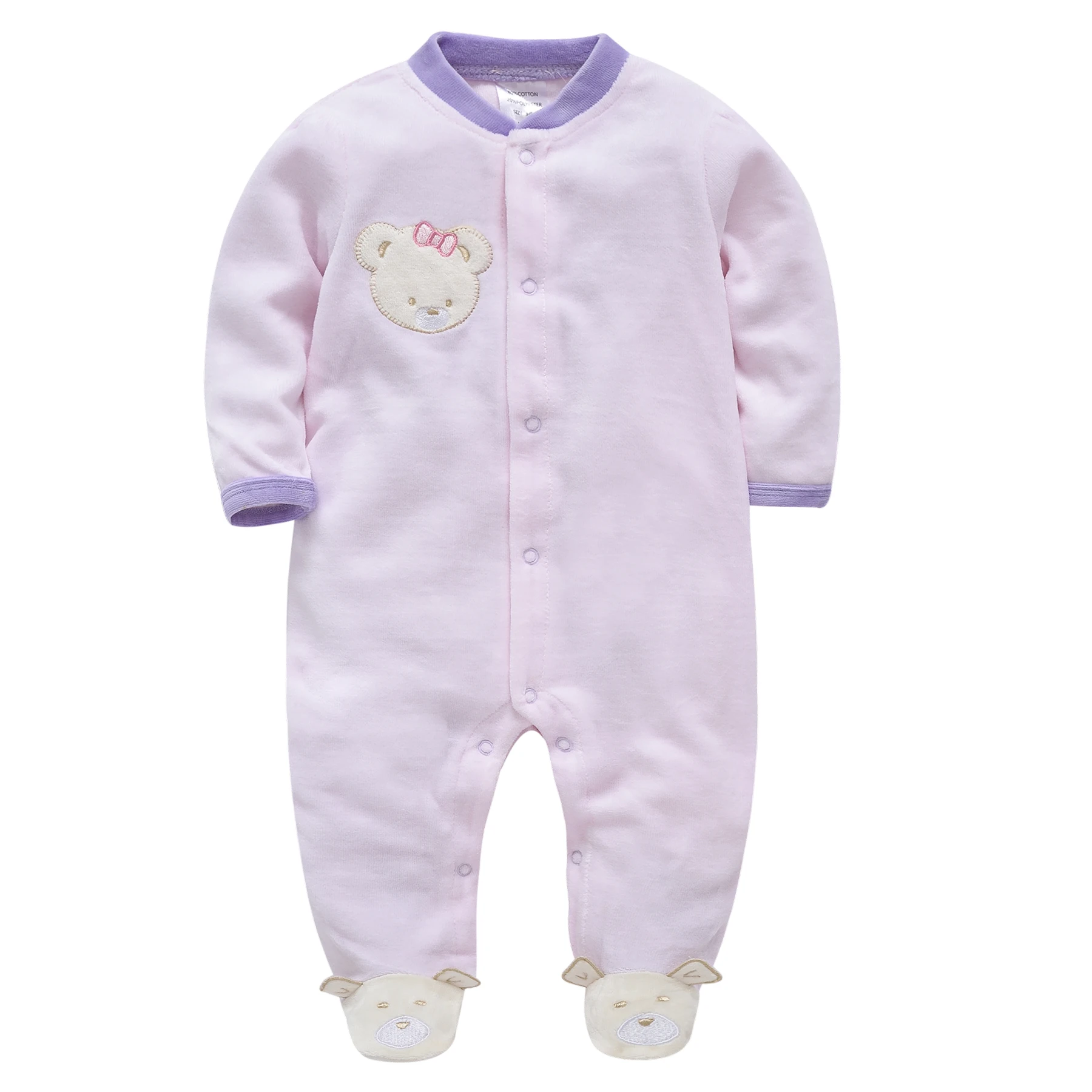 

Honeyzone 0-9M Baby Girl Winter Clothes Cute Bear Print Mamelucos Para Bebe Fille Baby Jumpsuit Cotton Warm Ropa Para Bebe Nina