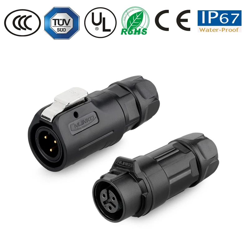 M12 3pin Водонепроницаемый Электрический разъем штекер гнездо IP67 для светодиодный