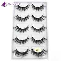 flash girl z01 5pairs false eyelashes 100 handmade 5 pairs 5d wispy mink eyelashes with transparent tray