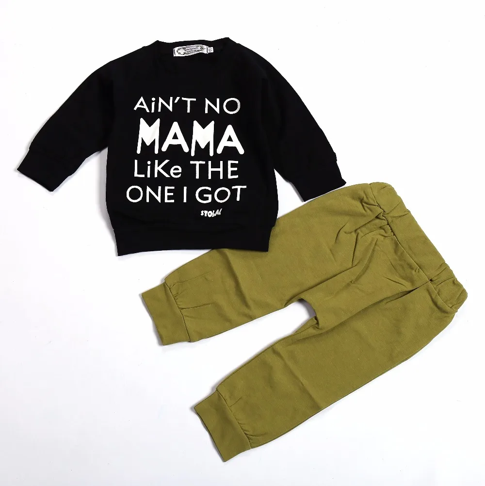 infant Baby boy clothing set Cotton long-sleeved Letter NO MAMA LIKE THE ONE I GOT Toddle Kids clothes outfit |