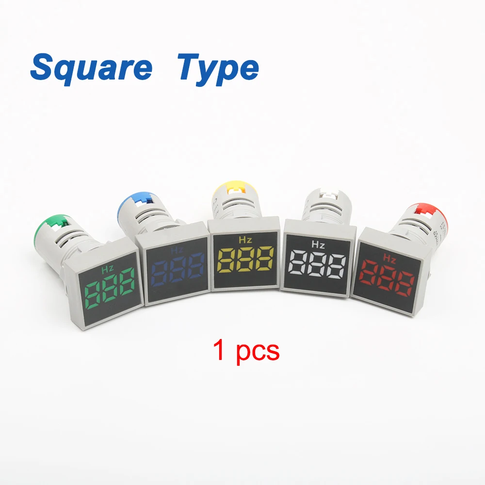 Square 22 мм светодиодный цифровой дисплей счетчик электроэнергии Герц переменного тока частотомер индикатор сигнальные лампы тестер счетчик модуль Частотомер - Цвет: Square