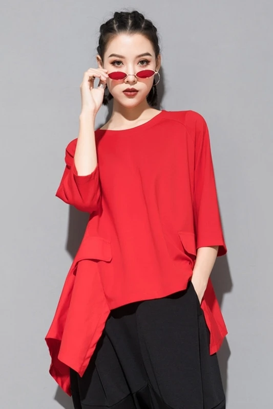 XUXI женская футболка летняя черная белая красная новинка 2019 необычная версия