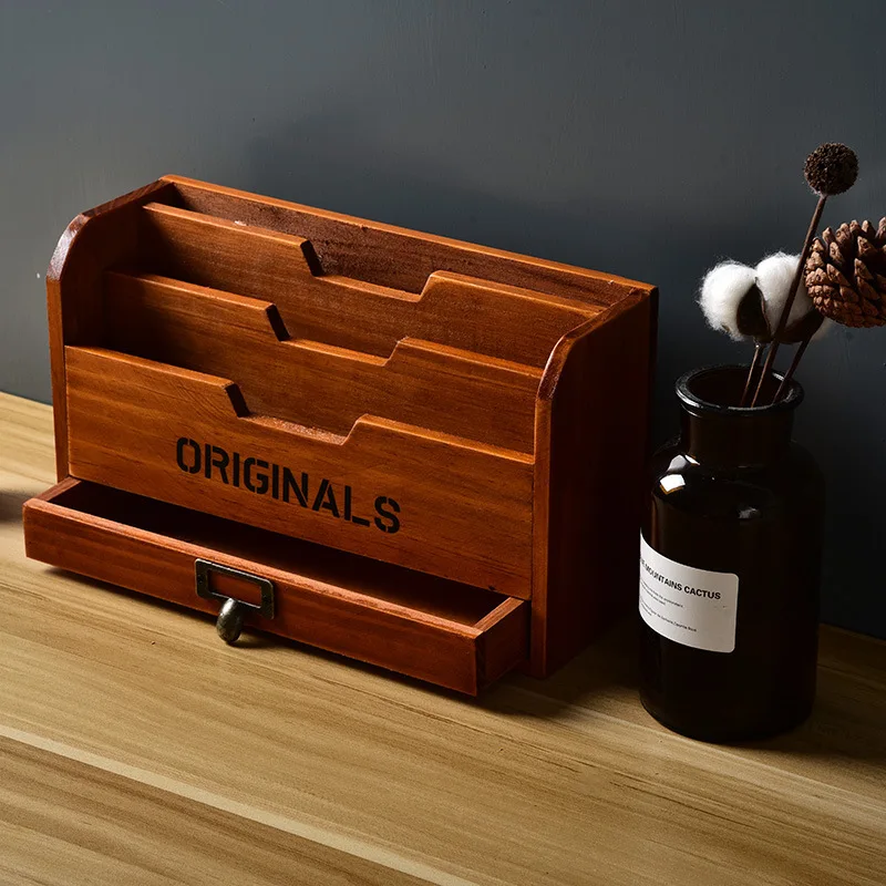3 gird с ящиком деревянные ретро коробки для хранения дома офисный Рабочий стол