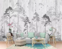 custom wallpaper black and white trees forest mural living room bedroom tv home decor background wall 3d wallpaper papel tapiz