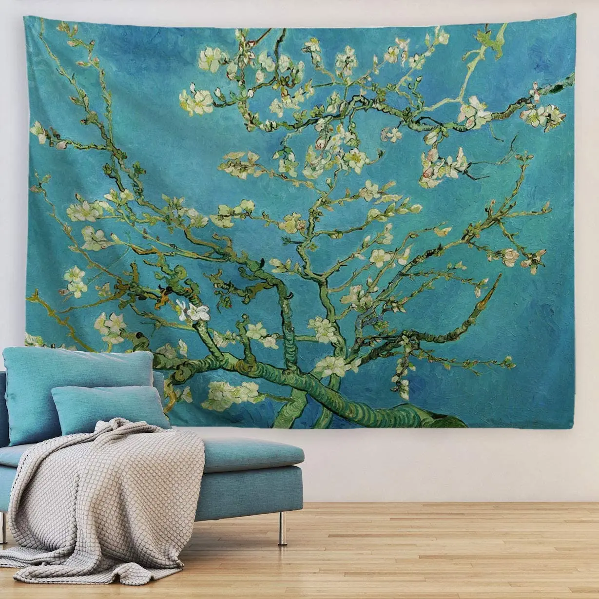 

Van Gogh Almond Blossom Tapestry Oil Painting Floral Wall Hanging Nature Landscape Art Home Decor for Bedroom Living Room