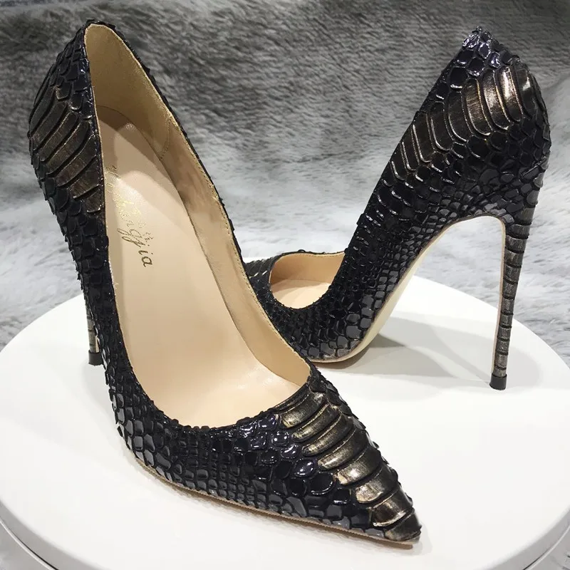 Женские высокие каблуки женские эффект тиснения сексуальная обувь без шнурков