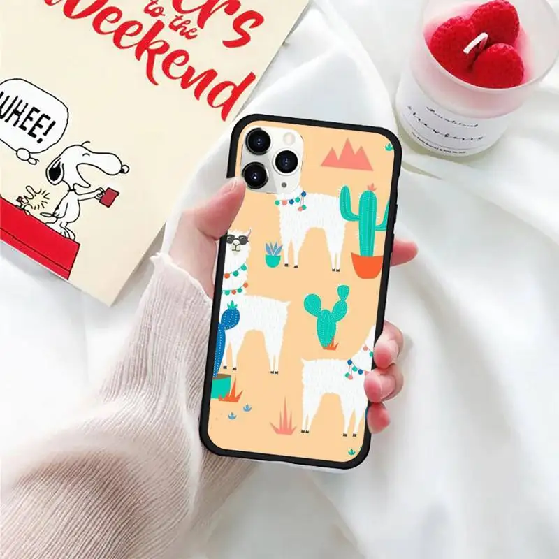 

Llama Alpaca pattern Phone Case For iphone 5S 6S 7 8 11 12 XR XS SE Plus Pro ProMax Cover Fundas Coque