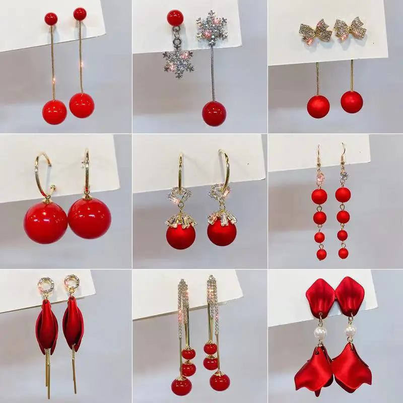 

Jewelry Temperament Sweet Earrings Tassel Earrings Red Department Earrings Fashion Versatile Earrings