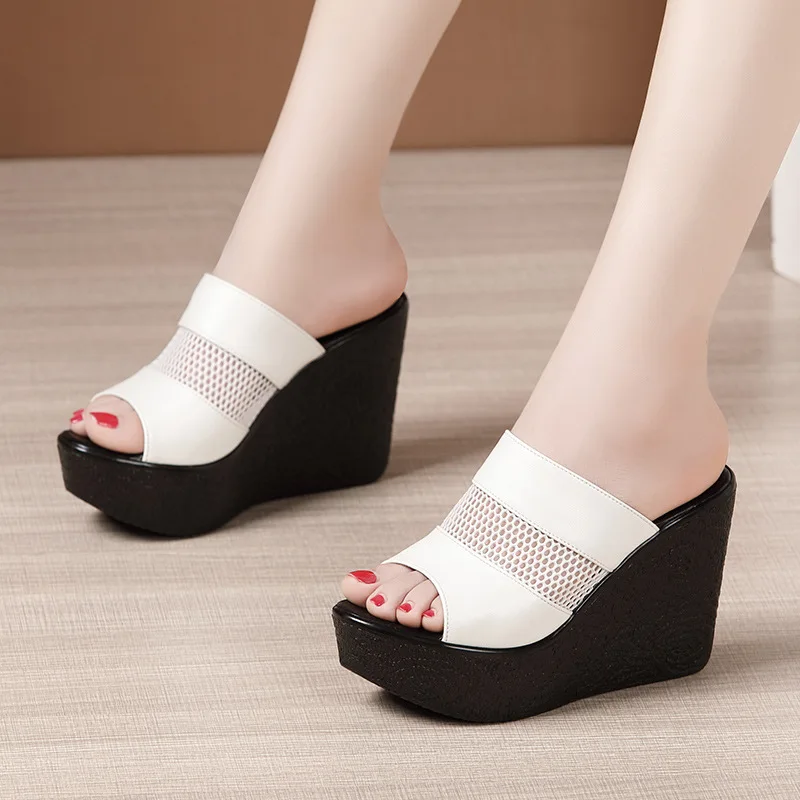 Wedges Slippers Women Summer High Heels Woman Platforms Shoes Wedge Heel Slippers Slides Women Shoes Plus Size 43 Womens Sandas
