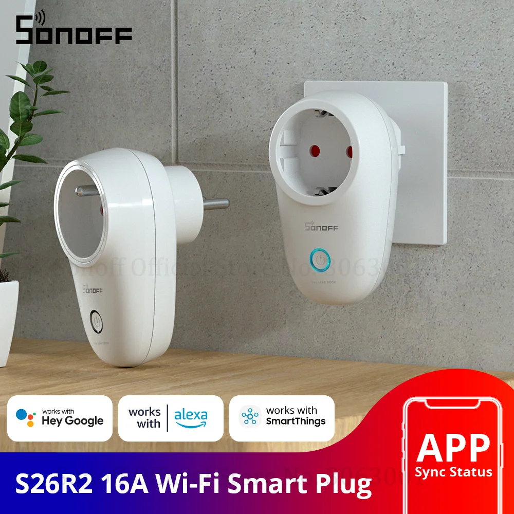 Смарт-розетка SONOFF S26 R2 с Wi-Fi 10-16 А ЕС/США/Великобритания/CN/AU/IL/CH/IT/BR - купить по