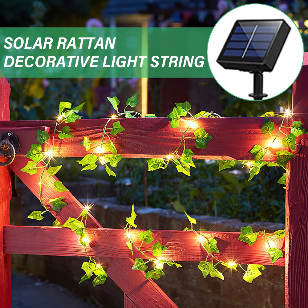 Светодиодная гирлянсветильник с листьями на солнечной батарее уличное садовое
