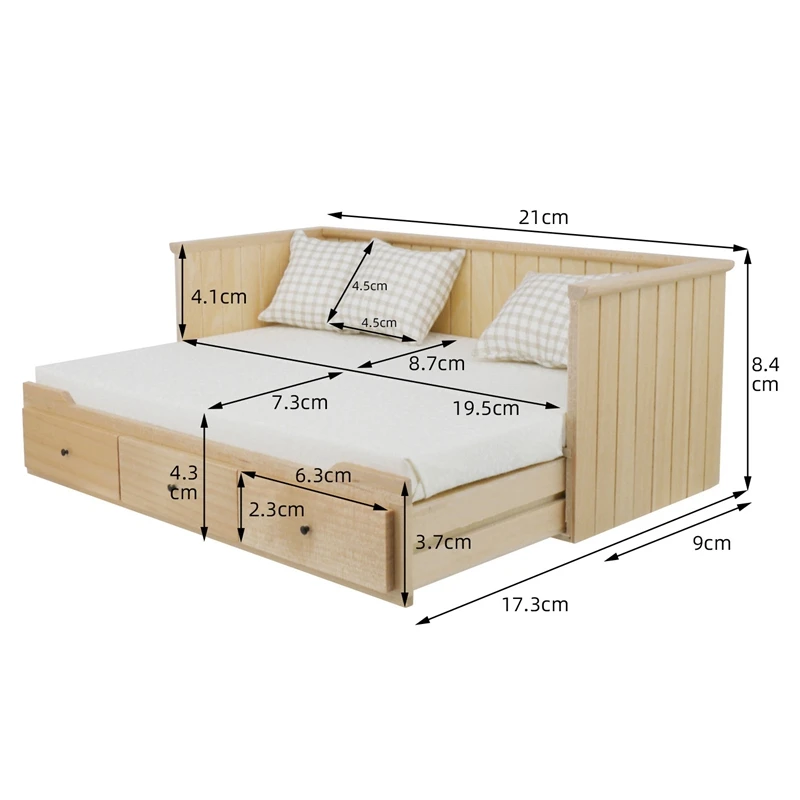 

Miniature Sofa 1:10 1:12 Dollhouse Sofa Drawer Bed Miniature Doll House Furniture