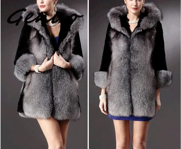 Genuo Новинка 2019 женские пальто из искусственного меха с капюшоном леди тонкий