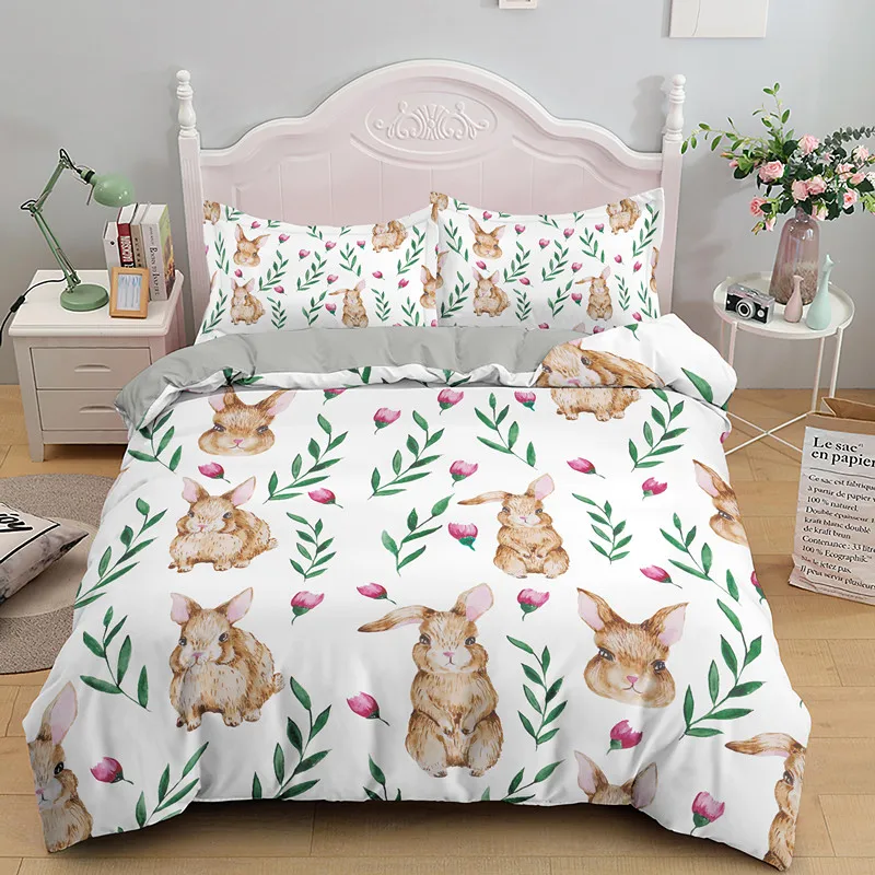 Набор постельного белья с мультяшным Кроликом милый Пасхальный подарок