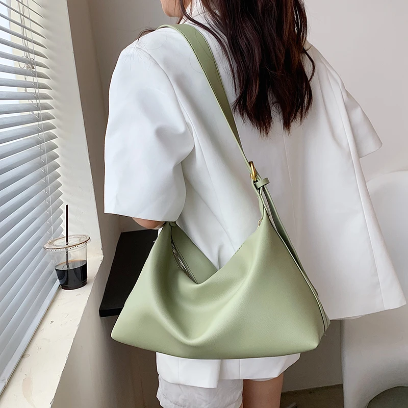 

Handbags Women Brand 2021 Summer Fashion Female Shoulder Bag PU Leather Large Capacity Trending Young Girls Bucket Bag Green