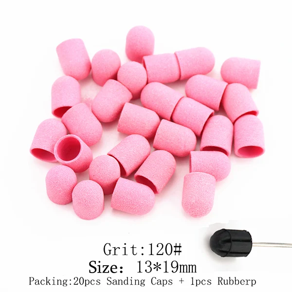 120 Grit (13-19) 21 шт./упак. Пластик база, инструменты для шапки резиновое рупорное педикюр Полировка песочный кильблок Электрический Маникюрный Фрезер, Аксессуары для инструментов - Цвет: 120 Grit (13-19)