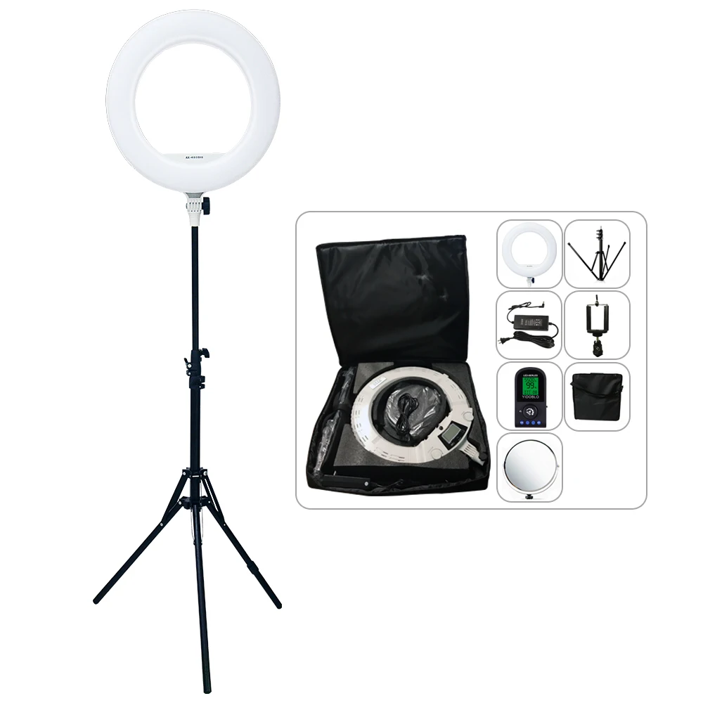 

Yidoblo AX-480EII 5500K Warm & Cold Bio-color Camera Photo/Studio/Phone/Video 18'' 240 LED Ring Light LED Lamp Makeup Ring lamp