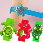 Часы для мальчиков и девочек, в форме зеленой черепахикрокодилакраба, От 1 до 12 лет, детская игрушка, детские часы, подарок на день рождения, часы