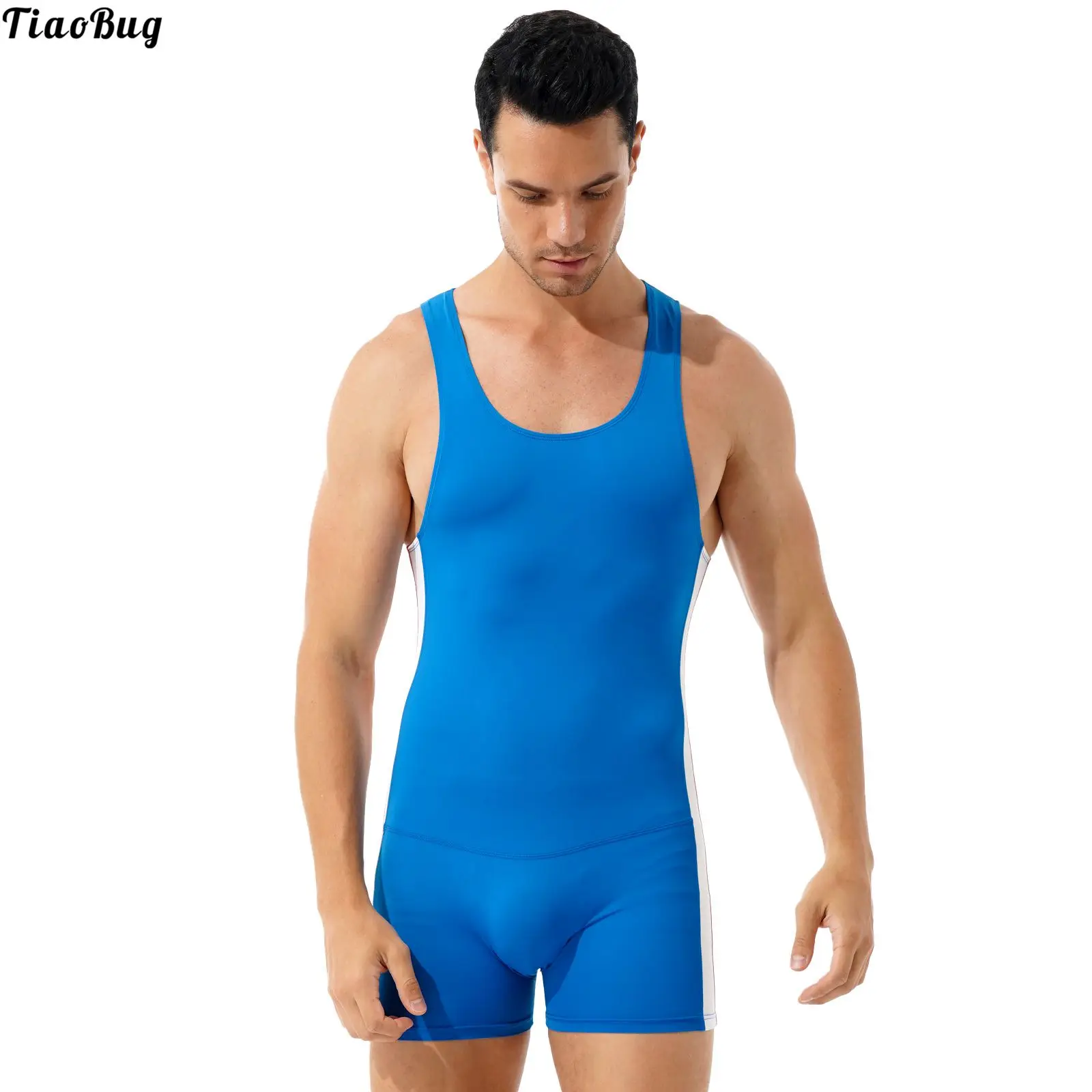 Мужской спортивный комбинезон TiaoBug в полоску контрастных цветов Женский без