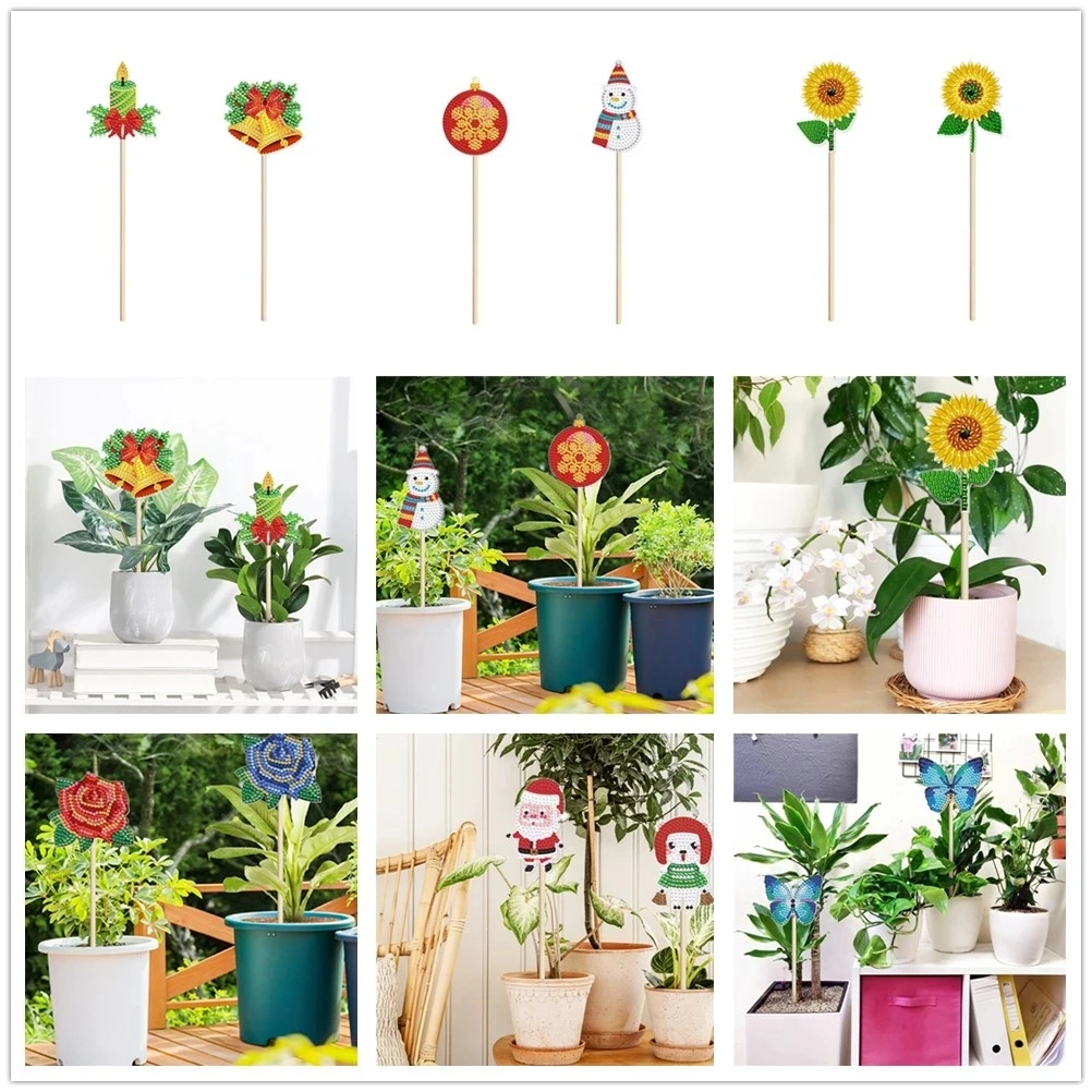 

Special Shape DIY Diamond Painting Flower Plant Decoration Stick Dot Diamond Embroidery Green Plant Embellishment Flower Stick