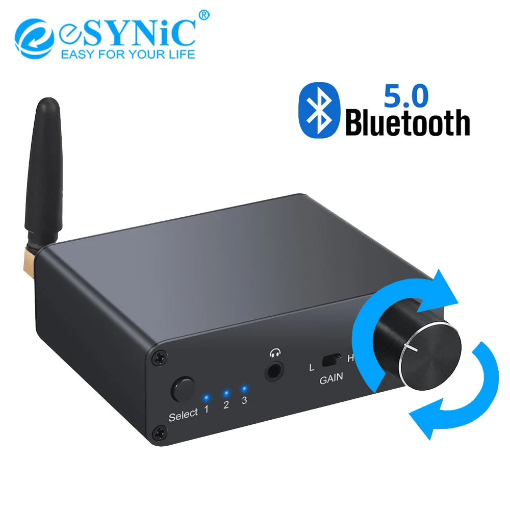 ESYNiC 192k Bluetooth-совместимый цифро-аналоговый преобразователь Φ 3,5 мм аудиоадаптер с усилителем для наушников