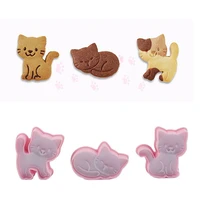 3pcsset cute cat kitten cookie molds fondant cutter biscuit cutter cake pastry mold cake decoration kitchen diy baking supplies
