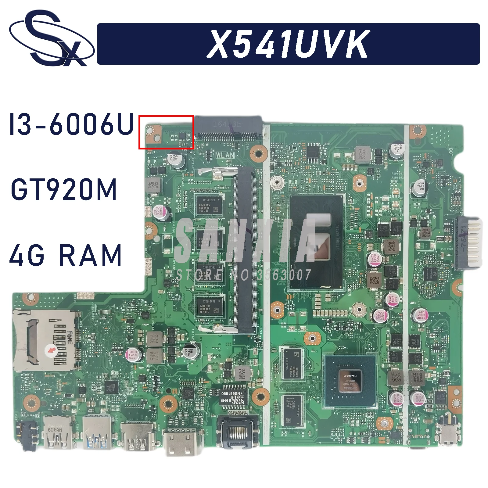 

Материнская плата KEFU X541UVK для ноутбука ASUS X541UJ X541UV, оригинальная материнская плата 4GB-RAM I3-6006U GT920M 100%, тест ОК