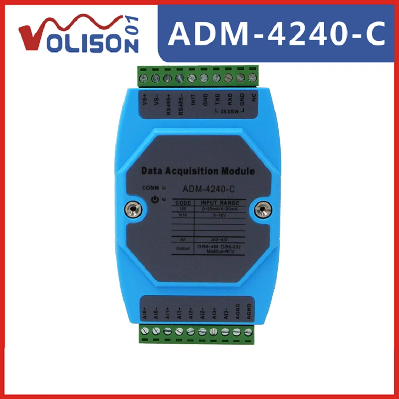 ADM-4240S-C 4-канальный аналоговый модуль сбора количества 4-20 мА 0-10 В от 0-20 до 485 ток и